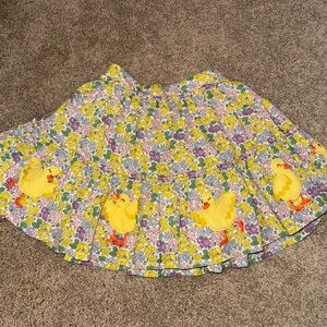 Mini Boden Floral Duck Print Skirt - Yellow and Purple